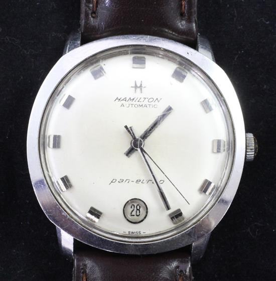 A gentlemans 1960s stainless steel Hamilton Pan-Europ automatic wrist watch,